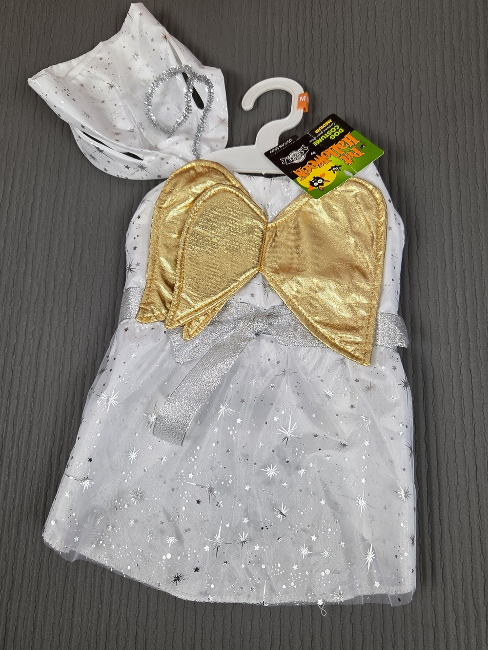 Pet Halloween By Great Choice Angel Dog Costume Size Medium White/gold/silver